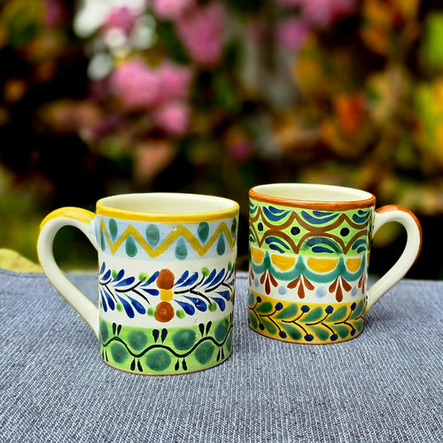 Juego de 2 tazas de café con estampado de hitos, rojo y blanco 