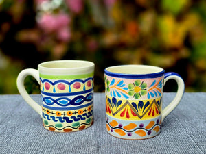 Coffee Mugs Set of 2 Happy Borders