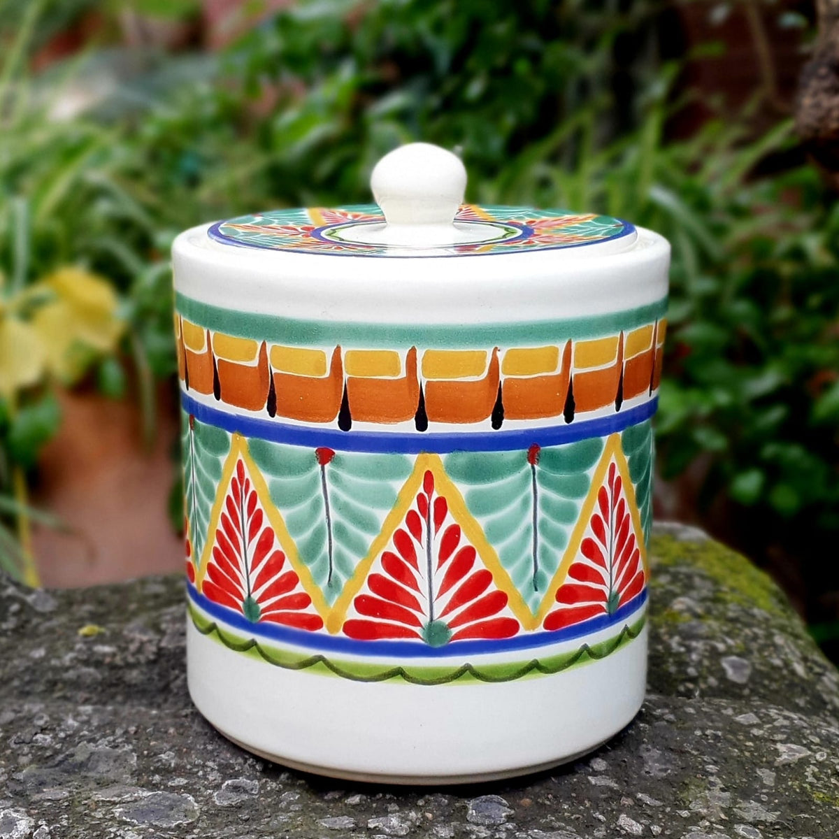 Mexican Ceramics vase cookie jar handpainted container kitchen mexico ...