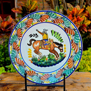 Cowboy Rodeo Decorative / Serving Flat Platter 13.8" D MultiColors