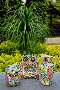 Juego de 2 tazas de azúcar y crema Owl, multicolores 