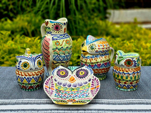 Juego de 2 tazas de azúcar y crema Owl, multicolores 