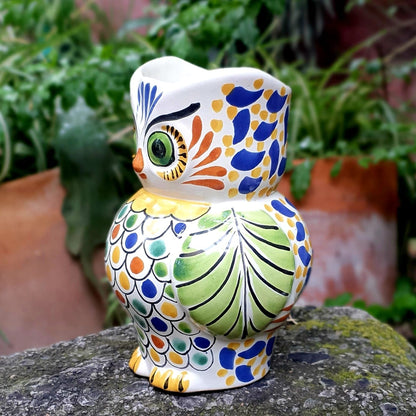 Owl Flower Vase 7.5" H MultiColors