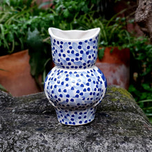Owl Flower Vase 7.5" H Blue