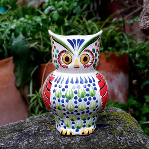 Owl Flower Vase 7.5" H MultiColors II