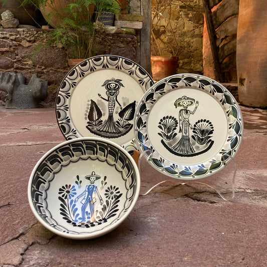 Catrina & Catrin Dish Set of 3 pieces Black and White