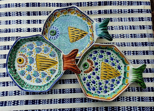Fish Plate w/tail 7.5*5.5" Set of 3 Pieces MultiColors - A