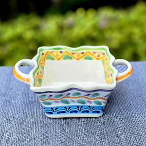 Flower Square footed saucer and Square Basket Happy Borders