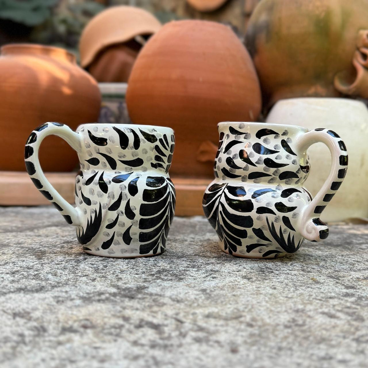 Owl Coffee Mug Set of 2 pieces 10.5 Oz Black and White