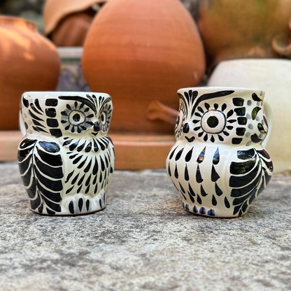 Owl Coffee Mug Set of 2 pieces 10.5 Oz Black and White