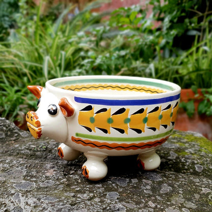 Cuenco con patas de cerdito multicolores 