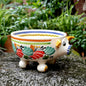 Cuenco con patas de cerdito multicolores 