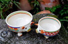 Piggy Footed Bowl Set of 2 Large and Medium MultiColors