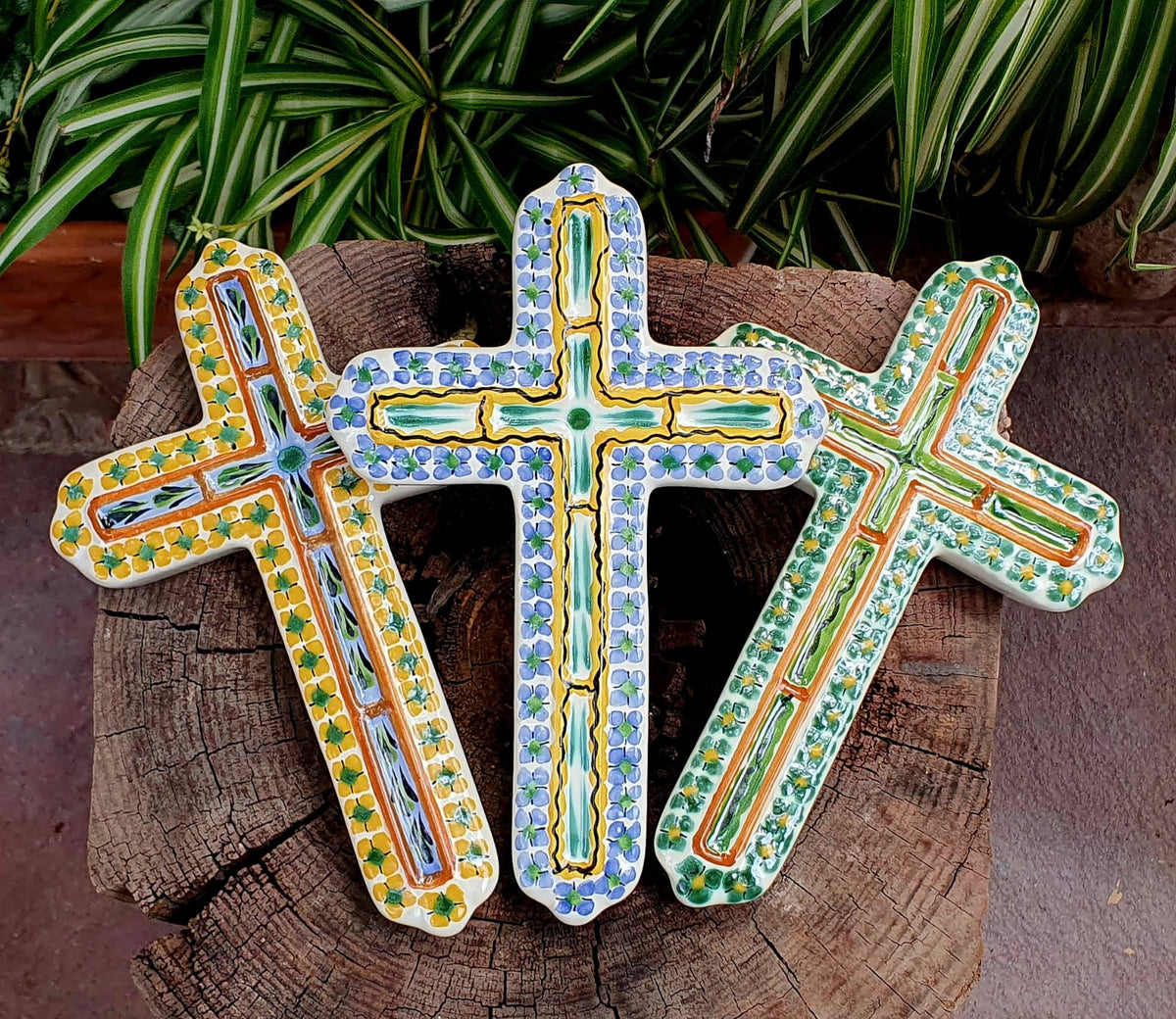 Medium Cross 9" Height Set of 3 MultiColors