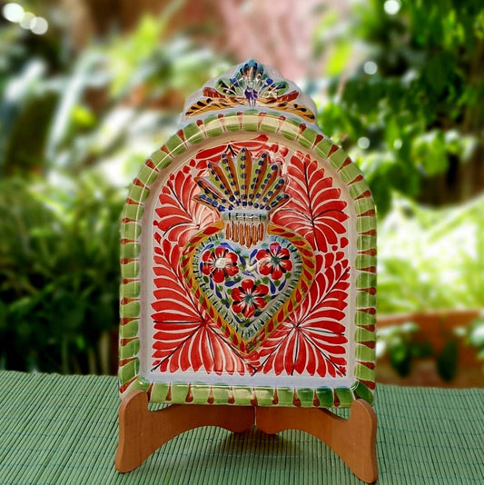 Decorative Sacred Heart Altarpiece 8.9" Height MultiColors