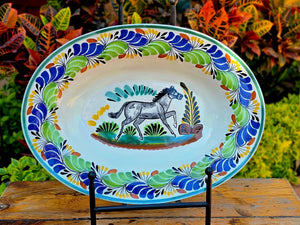 Horse Decorative / Serving Oval Platter Multicolor