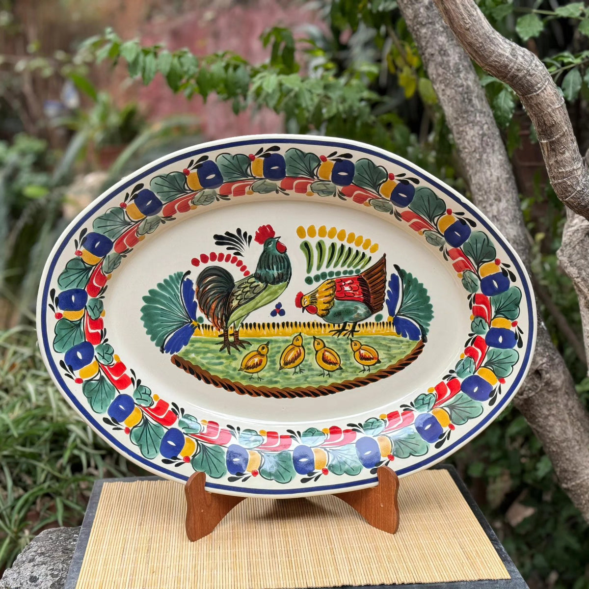 Plato ovalado decorativo/para servir de la familia Gallo, multicolor 