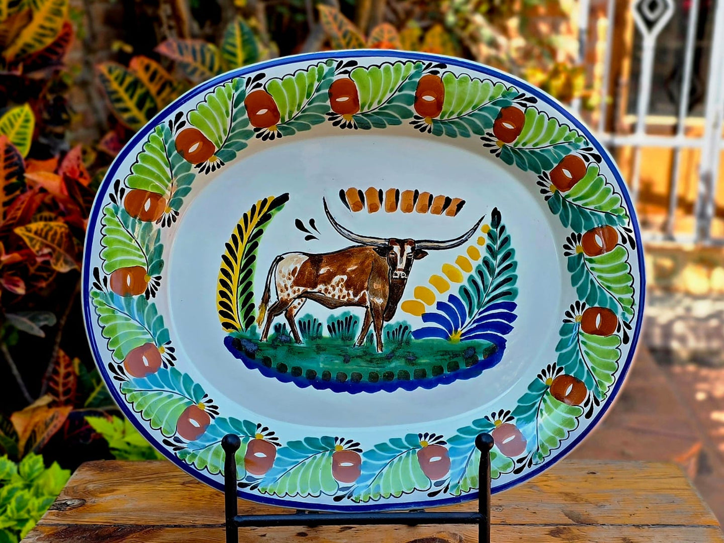 CowBoy Decorativo/Plato Semi Ovalado para Servir/Bandeja 16.9x13.4