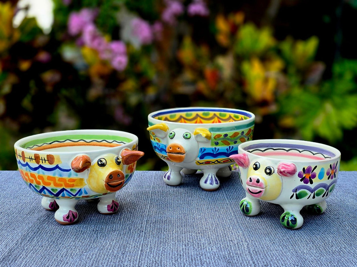 Piggy Molcajete Bowl Set of 3 Happy Borders