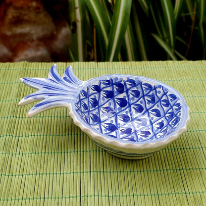 Pineapple Snack Bowl Blue and White