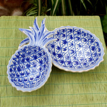 Pineapple Snack Bowls Set of 2 Blue and White