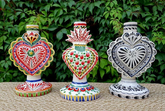 Heart Candle holder 7.7" Set (3 pieces) MultiColors