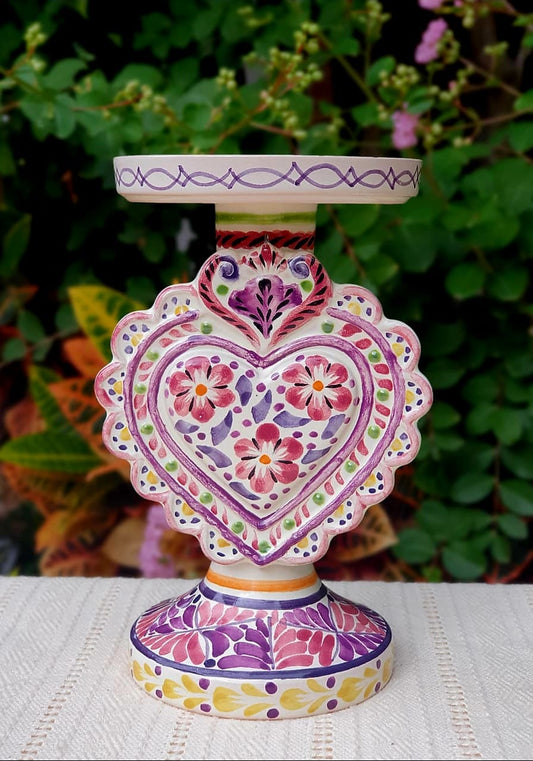 Love Heart 4.5" Portavelas 7.7" H Colores morados