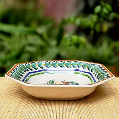 Rabbit Octagonal Bowl 9.8 x 9.8 in MultiColors