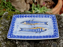 Sardines Tray / Rectangular Plate 9.8 X 6.7" Blue Colors