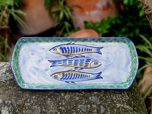 Sardines Tray 13.4in x 5.5in W Blue-Green Colors