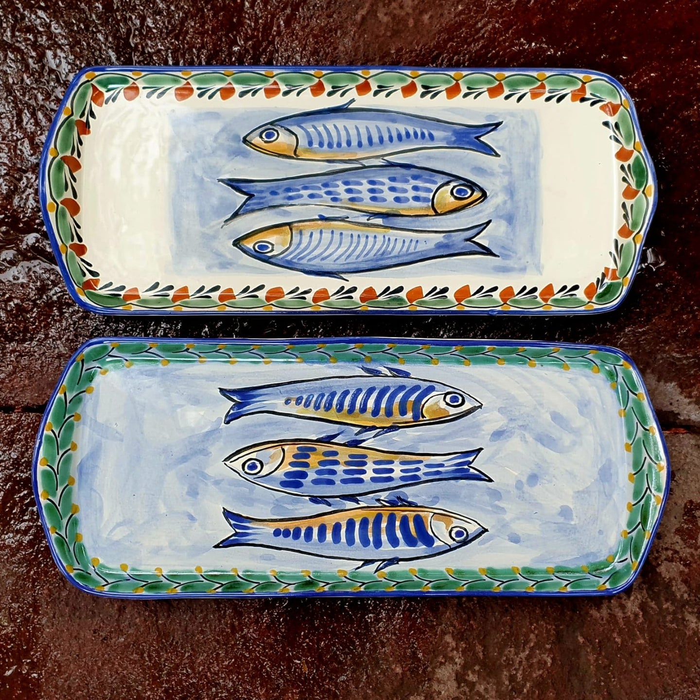 Sardines Tray 13.4in x 5.5in W Set of 2 MultiColors