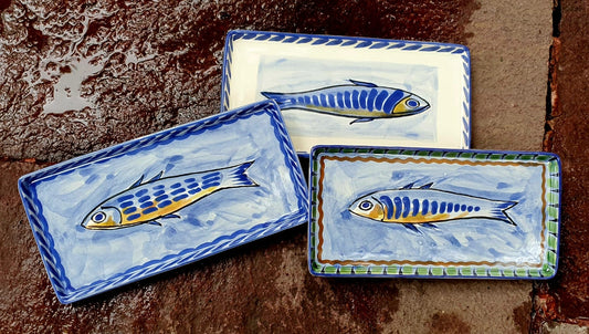 Sardines Rectangular Mini Tray 8.7 x 4.3 in Set of 3 MultiColors