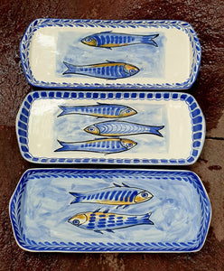 Sardines Tray 13.4in x 5.5in W Set of 3 Blue Colors