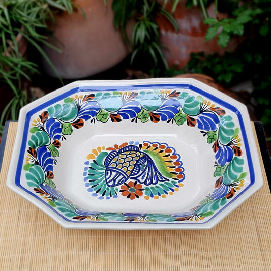 Fish Large Octagonal Bowl MultiColors