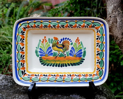 Rooster Rectangular Bowl 11*7.9" MultiColors