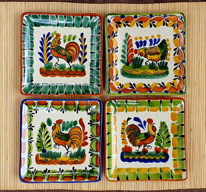 Animals Bread Square Plate / Tapa Plate 5*5" Set of 4 MultiColors