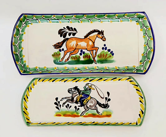 Cowboy and Horse Set of 2 Trays Multicolor