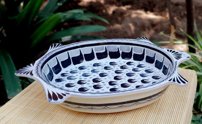 Turtle Salad Bowl 12 in L x 8.5 in W Black and White