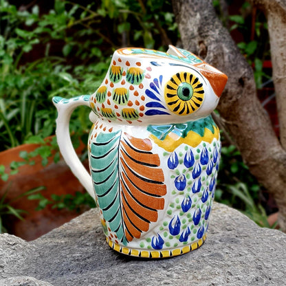 Jarra de agua de búho, 8 pulgadas de alto, 84 onzas, multicolores 
