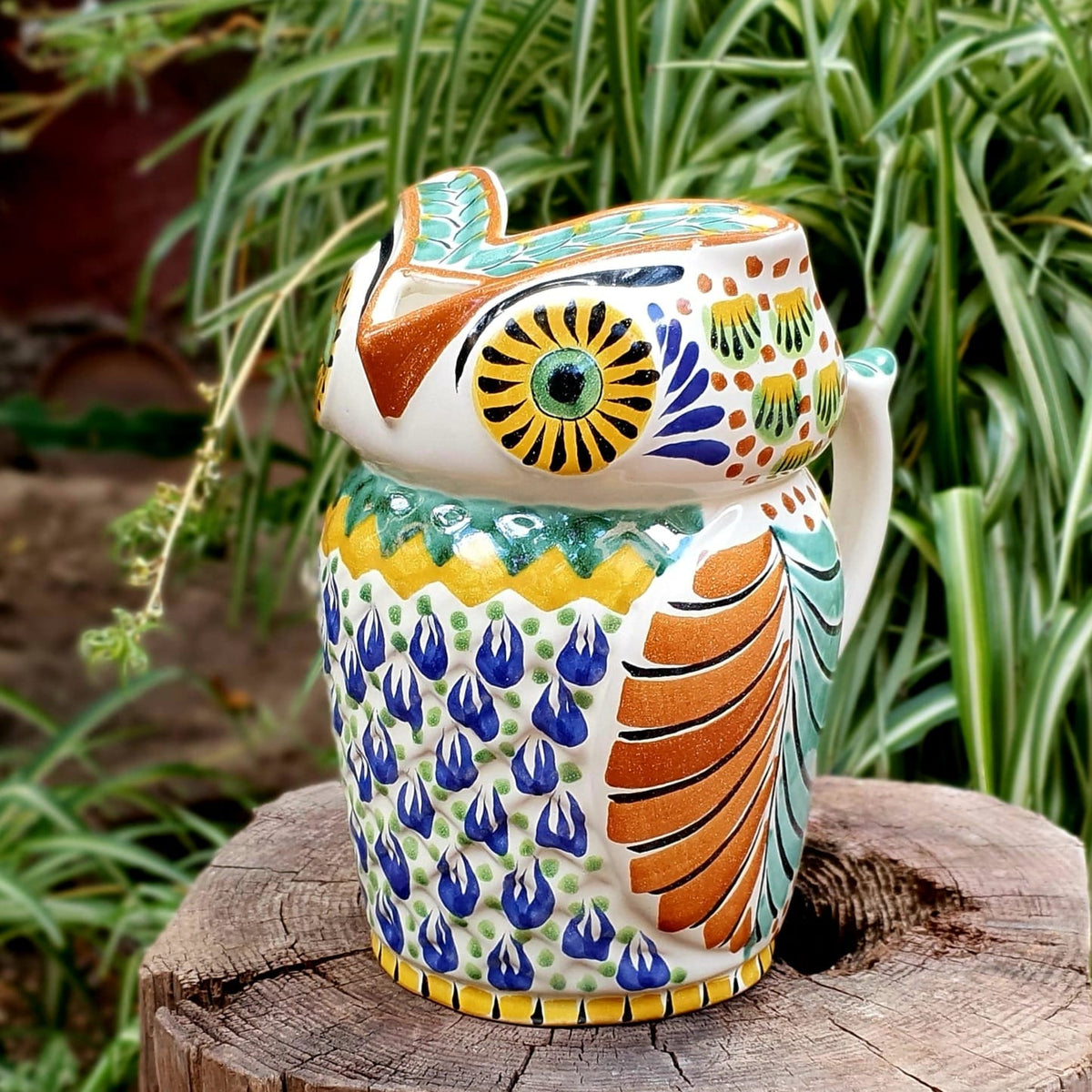 Jarra de agua de búho, 8 pulgadas de alto, 84 onzas, multicolores 