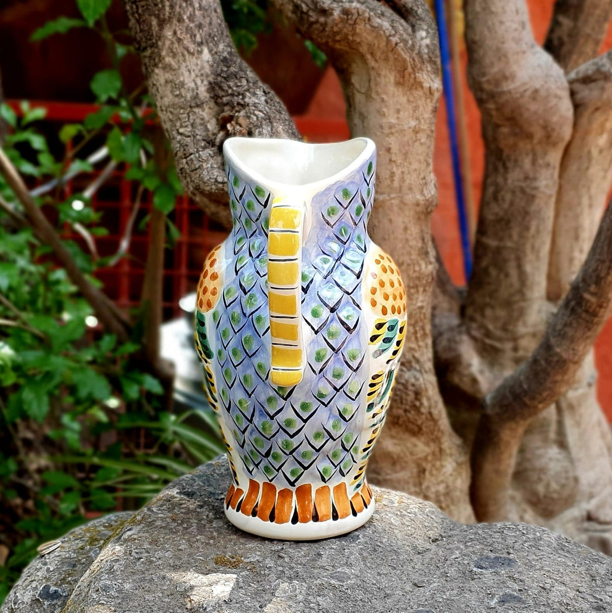 Jarra de agua de búho, 9 pulgadas de alto, 40 onzas, multicolor 