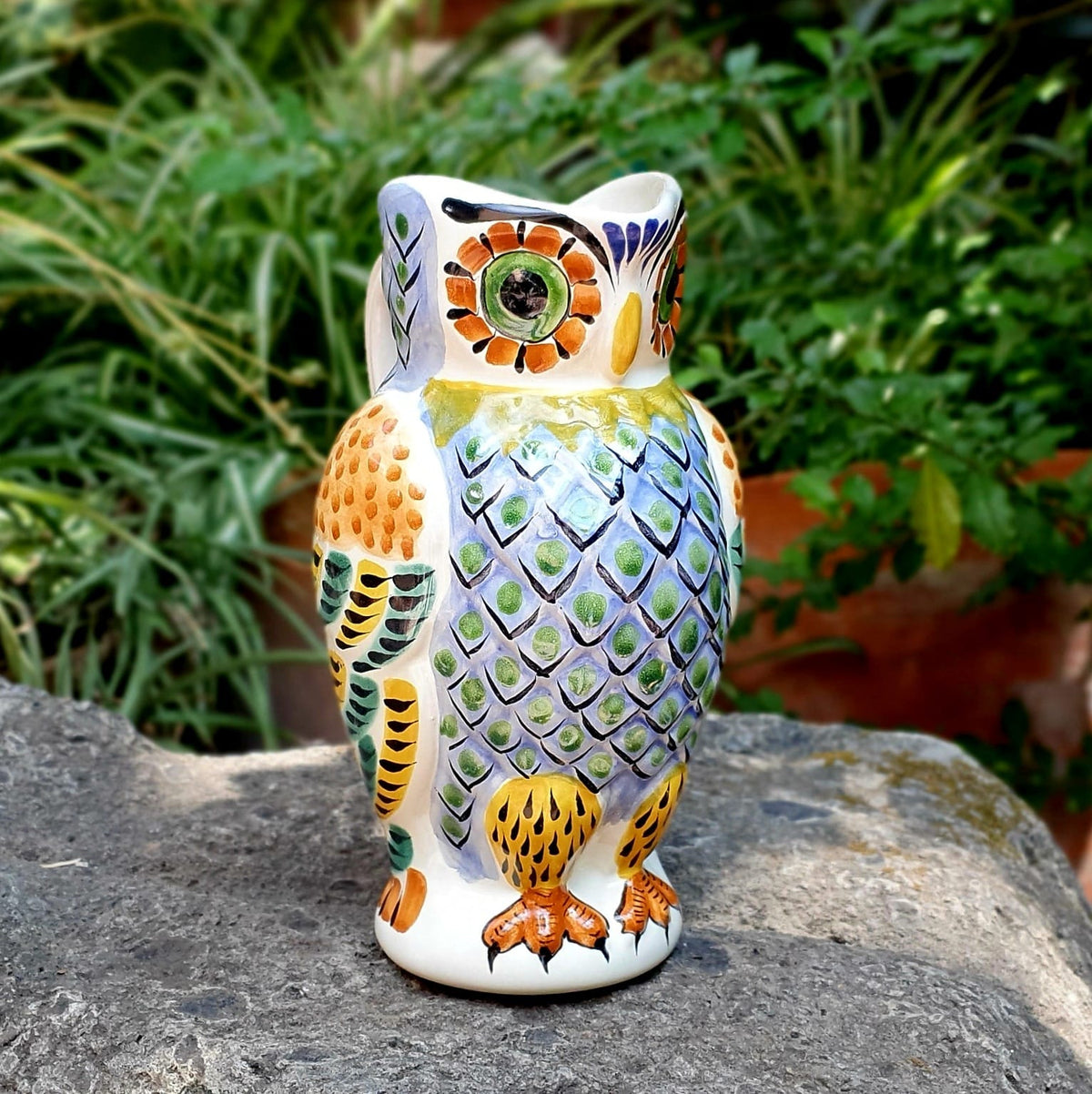 Jarra de agua de búho, 9 pulgadas de alto, 40 onzas, multicolor 