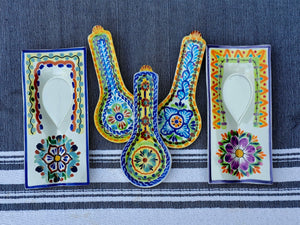 Flower Spoon Rest Set of 5 - Happy Borders MultiColors