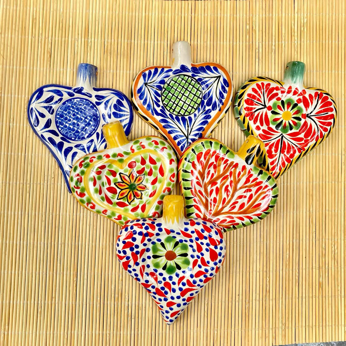 Ornament Heart Flat Set of 6 MultiColors
