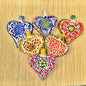 Ornament Heart Flat Set of 6 MultiColors