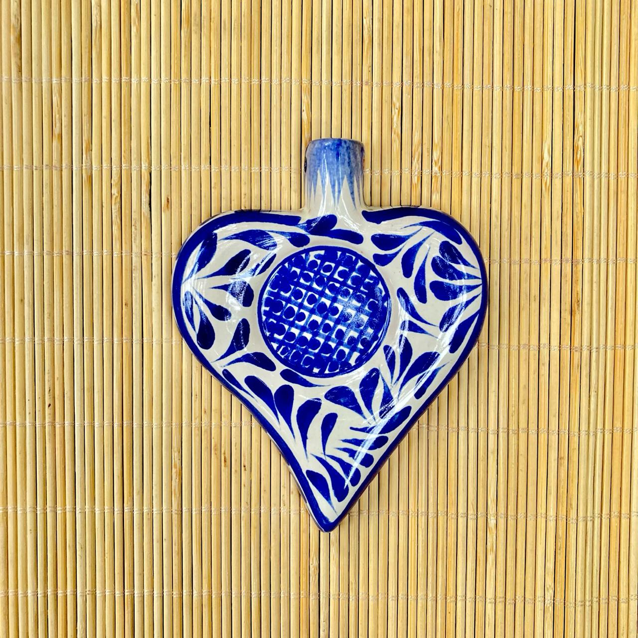 Ornament Heart Flat Blue and White