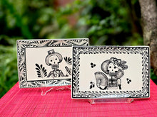 Catrina Catrin Wave Rectangular Tray 7.9 X 5.3" Set of 2 Black and White