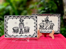 Catrina Catrin Wave Rectangular Tray 7.9 X 5.3" Set of 2 Black and White