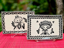 Catrina Catrin Wave Rectangular Tray 7.9 X 5.3" Set of 2 Black and White