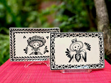 Catrina Catrin Wave Rectangular Tray 7.9 X 5.3" Set of 2 Black and White